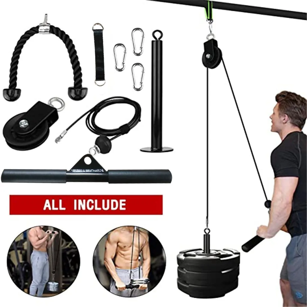 Details about   Fitness Pulley Cable Gym Workout Machine Equipment Attachment System Home DIY 
