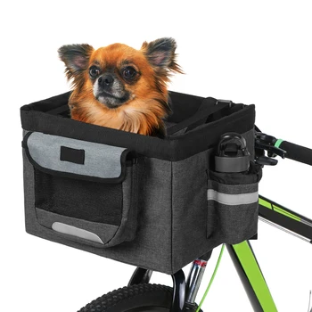 

Lixada Foldable Bicycle Front Basket for Pet Removable Bike Pet Basket Pet Dog Cat Pet Carrier Camping Tote Bag Bike Front Bag
