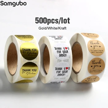 500Pcs/Roll  Thank You Stickers Handmade Sticker Circle Stationery thank you for your order Gift Seal Labels thank you sticker 1
