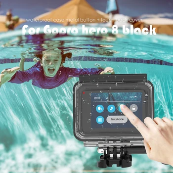 

60m Waterproof Case for GoPro HERO 8 Black Metal Button Diving Good Toughness Strong Endurance Protective Cover