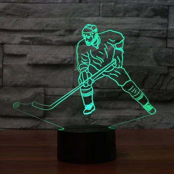 

Ice Hockey Player 3D LED RGB Night Light 7 Color Change Desk Light Action Figures 2224 Kids Home Christmas Toys
