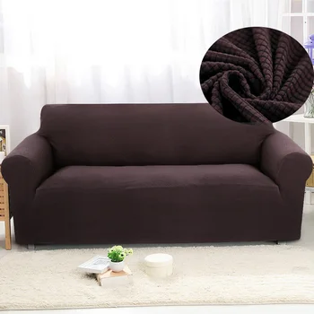 

1/2/3/Seat Tight Wrap Sofa Cover Solid Color Elastic Sofa Cover Knitted Stretch Slipcover Sofa Cover All-inclusive Living Room