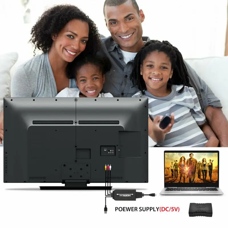 1,8 м 1080P HDTV HD-MI-3RCA кабель-адаптер AV композитный соединитель кабель-конвертер шнур с USB питанием