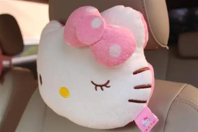 1 шт. розовый рисунок «Hello Kitty» Автомобильная подушка для автомобиля подголовник подушка для шеи плюшевые домашние тапочки с кошечкой из мультфильма детская коляска для ребенка автокресло с подголовником аксессуары для подушек - Цвет: closed eye