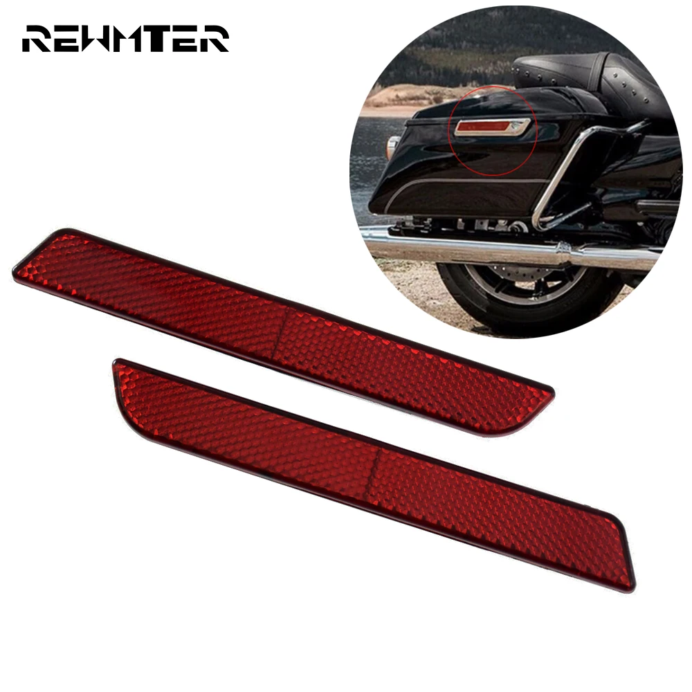 

Motorcycle Reflectors Hard Saddle Bag Latch Covers Reflect Headlight For Harley Touring FLT FLHT Road 1994-2013 Reflect Red