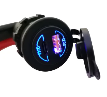 Caricabatterie rapido per auto a doppia porta (USB-C + USB-A) per veicoli 12V/24V - Compatibile con auto, camion, barche e motocicli