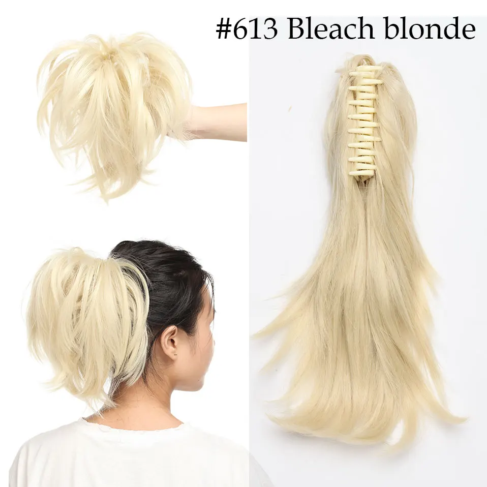 bleach blonde S-noilite, высокотемпературные волоконные шиньоны, длинные волнистые синтетические накладные волосы на заколках, конский хвост для женщин, черный, коричневый - Цвет: bleach blonde