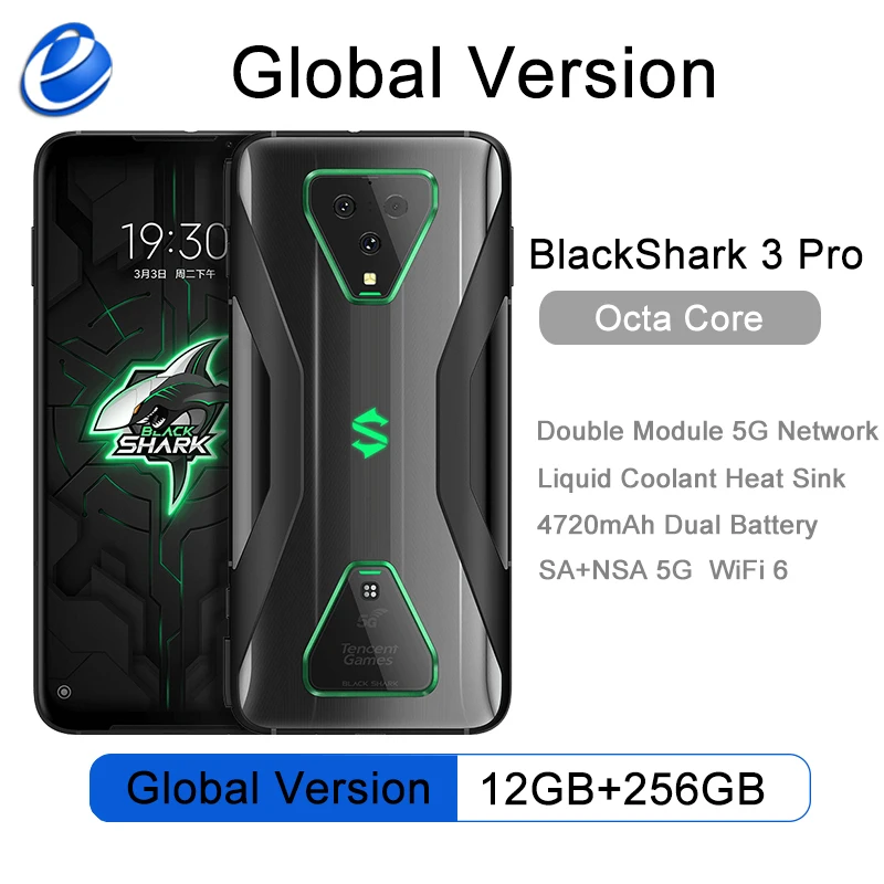 BlackShark 3 Pro 5G Global Version Snapdragon 865 12GB 256GB Game Phone Octa Core 7.1'' AMOLED 64MP Triple Cams 65W 5000mAh |