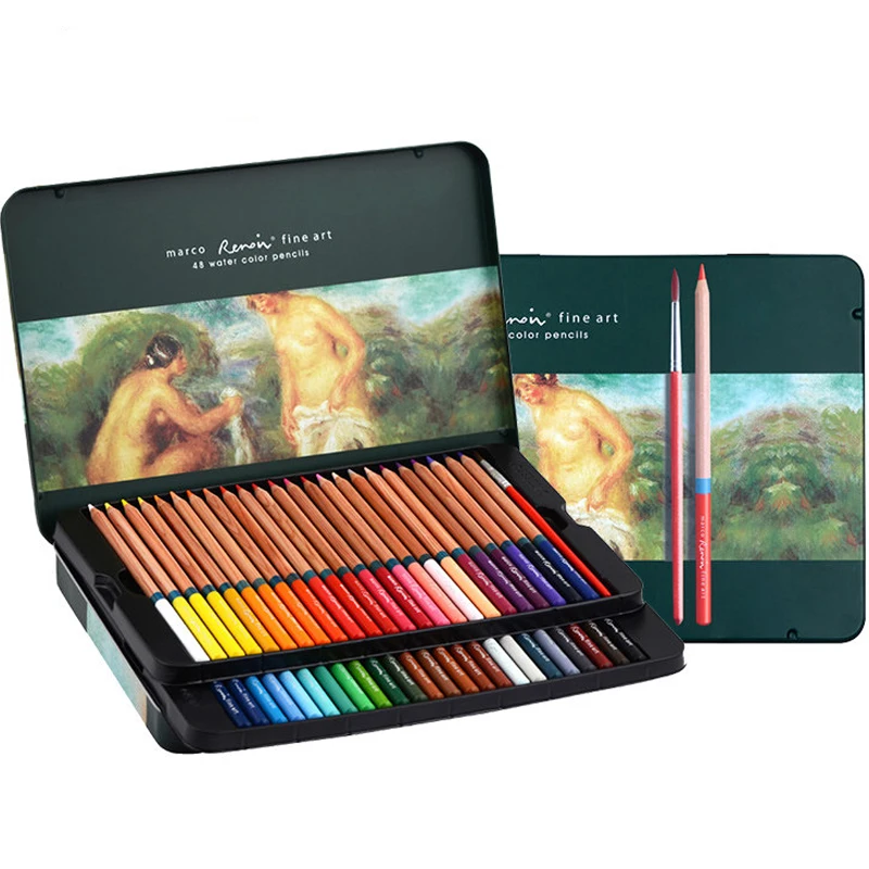 

24/36/48/72/100 Colors Water Soluble Colored Pencil Water Color Pencils Iron Box Wooden Colored Pencils Drawing School Supplies
