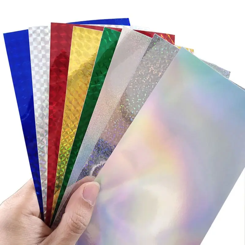 

Fishing Lure Stickers 10pcs/set 20X10cm Rainbow Laser 3D Stereoscopic Holographic Sticker Fishing Lure DIY Adhesive Sticky Paper