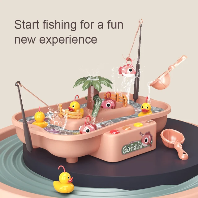Children's Magnetic Fishing Toy Fishing Platform Water Play Game Music Electric Circulation Fishing Duck Games for Kids 2