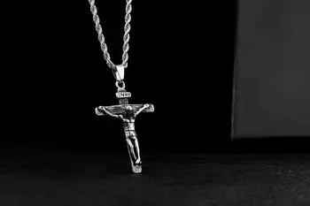 

1pcs Stainless steel 316L Christian faith Jesus cross blessing European and American style men's gift pendant necklace jewelry