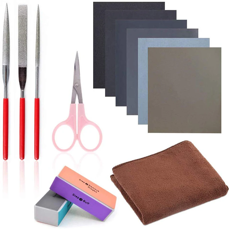

13Pieces Resin Casting Tools Set, Including Sand Papers Polishing Cloth Polishing Sticks Various Shapes Files Scissors Polishing