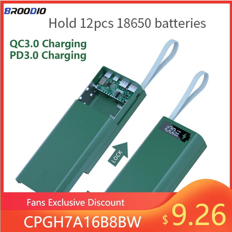 12 шт. коробка для батарей 18650 QC3.0 хранения аккумуляторов 12*18650 чехол внешнего