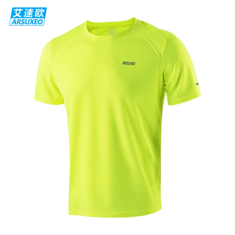 Man Green ARSUXEO, футболки для бега, для мужчин и женщин, короткий рукав, спортивный костюм, для спортзала, кроссфита, фитнеса, футбола, Джерси, тренировочная футболка, для бега, Спортивная рубашка - Цвет: Man Green