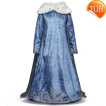 

4-10 Years Cosplay Princess Dress 2 Carnival Costume Girls Dress Children Party Clothing Kids Fancy Elza 2 Vestidos
