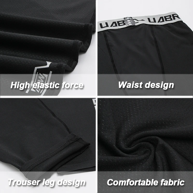 UABRAV эластичная талия быстросохнущие баскетбольные тренировочные укороченные брюки для фитнеса бега мужские спортивные штаны Спортивная одежда для тренажерного зала