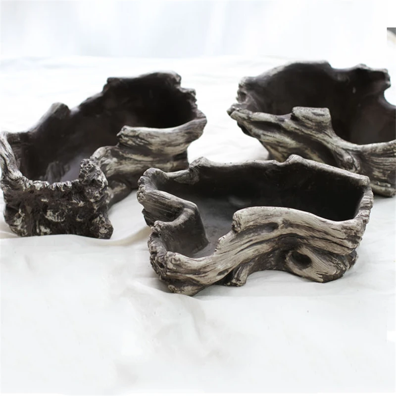 Artificial Tree Root Flower Pot Stump Cement Fleshy Hand Made Flowerpot Nordic Home Decoration Accessories Gift | Дом и сад