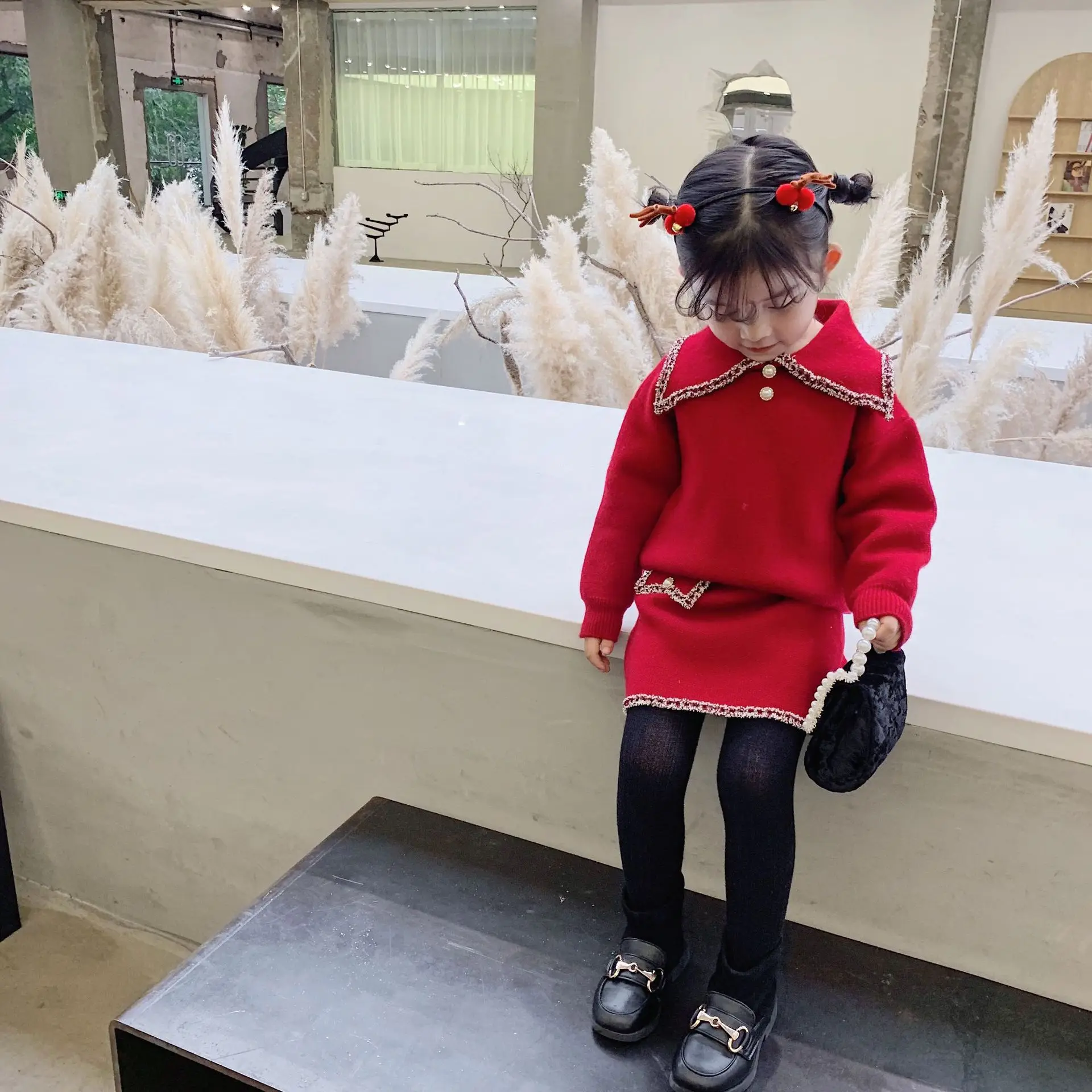 Новая зимняя одежда для детей от 3 до 8 лет модное легкое платье для маленьких девочек удобное вязаное красное платье для малышей