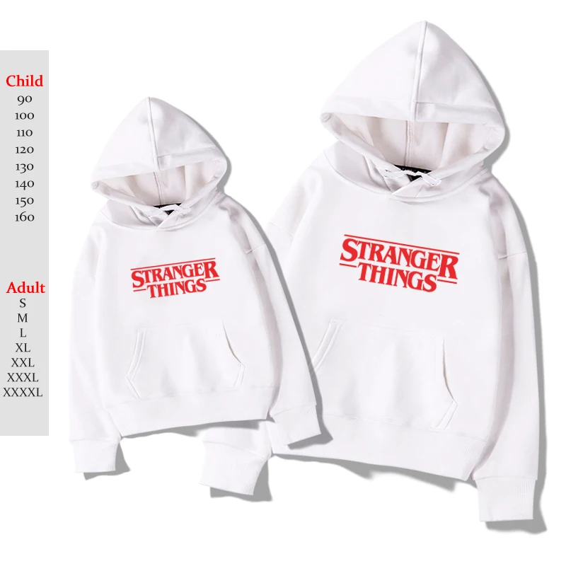 Family Matching Hoodies Clothes Stranger Things Print Hoodie Women Son Daughter Mum Dad Pullover Sweatshirt Kids Hoody Tops