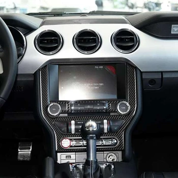 

for Ford Mustang Carbon Fiber Car-Styling Stickers and Decals Central Control Panel Interior Trim Cover 2015-2019 Accessories