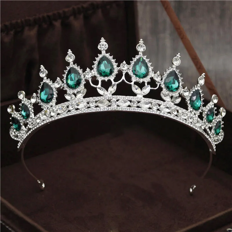 Silver Green Роскошные серебряные Кристальные Звезды Повязки для волос винтажные Стразы Свадебная Корона-Тиара повязка для волос Свадебная Ювелирная тиара De Noiva Мода - Окраска металла: Silver Green