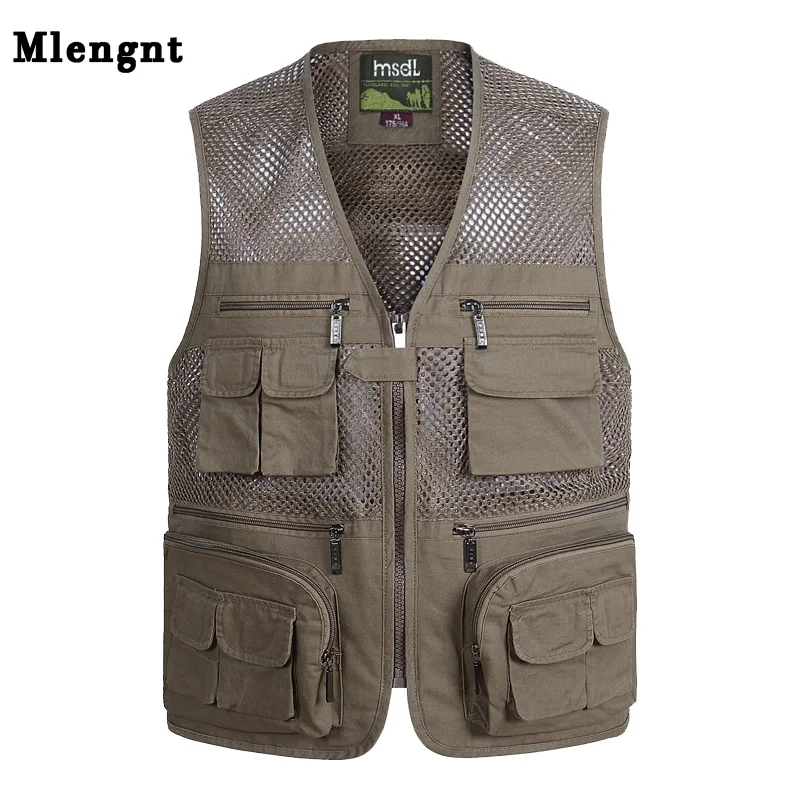 Summer 100 Cotton Mesh Fishing Vest Men Thin Breathable Multi Pocket