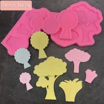 

2020new Tree Silicone Mold Grass Chocolate Confeitaria Mould Gadget Festival Fondant Cake Pastry Decorating DIY Baking Tools