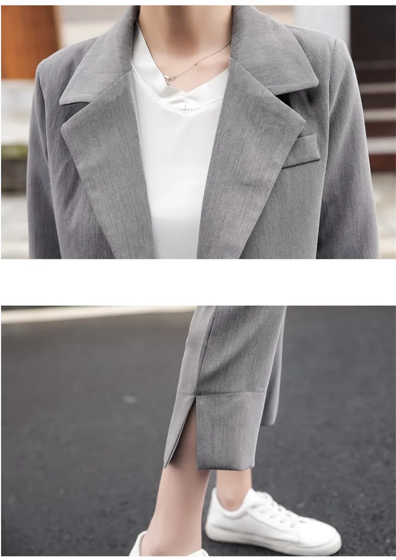 pearls fashion office set women 2 piece set long sleeve blazer autumn suit coat jackets ankle length pants suit