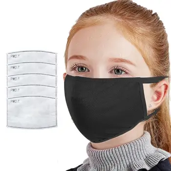 

3-12 Years Children Reusable PM2.5 Activated Carbon Filter Mouth Mask Dustproof Cotton Washable Face Mask for Boys Girls