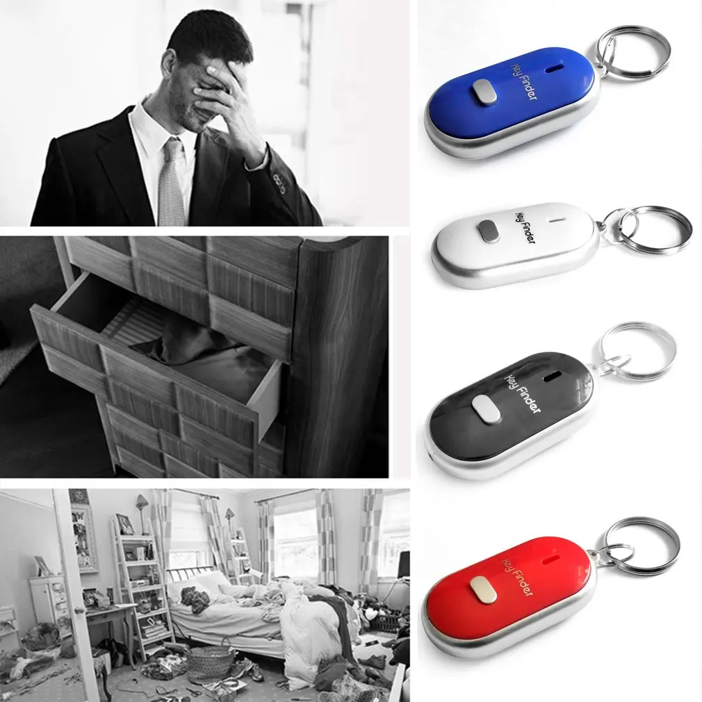 Smart Key Finder Anti-lost Whistle Sensors Keychain Tracker LED With Whistle Claps Locator