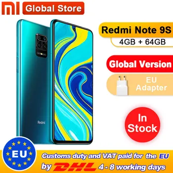 

Global Version Xiaomi Redmi Note 9S 64GB 4GB smartphone Snapdragon 720G Octa core 5020 mAh 48MP Quad Camera Note 9 S