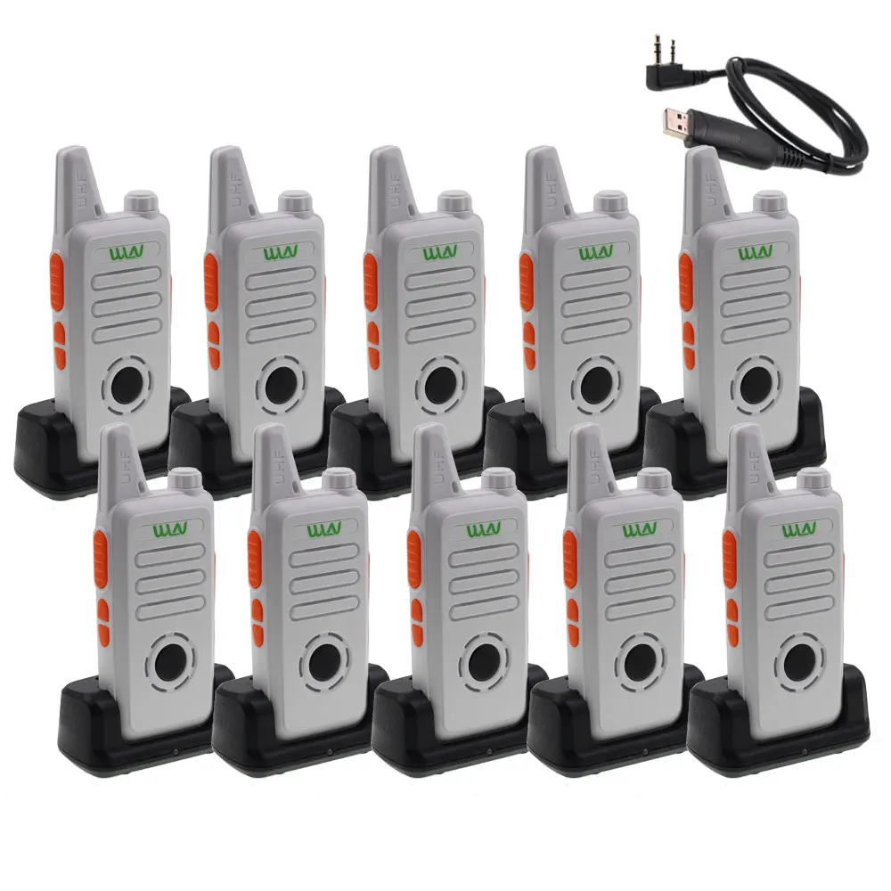10 шт. Мини Портативный fm-приемопередатчик WLN KD-C1 plus Walkie Talkie 400-470 МГц двухсторонняя радиостанция - Цвет: Add Charger