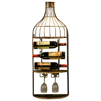 

Retro industrial style bar decoration wrought iron wine rack multi-functional creative wine cabinet wine cup rack upside-down Gu