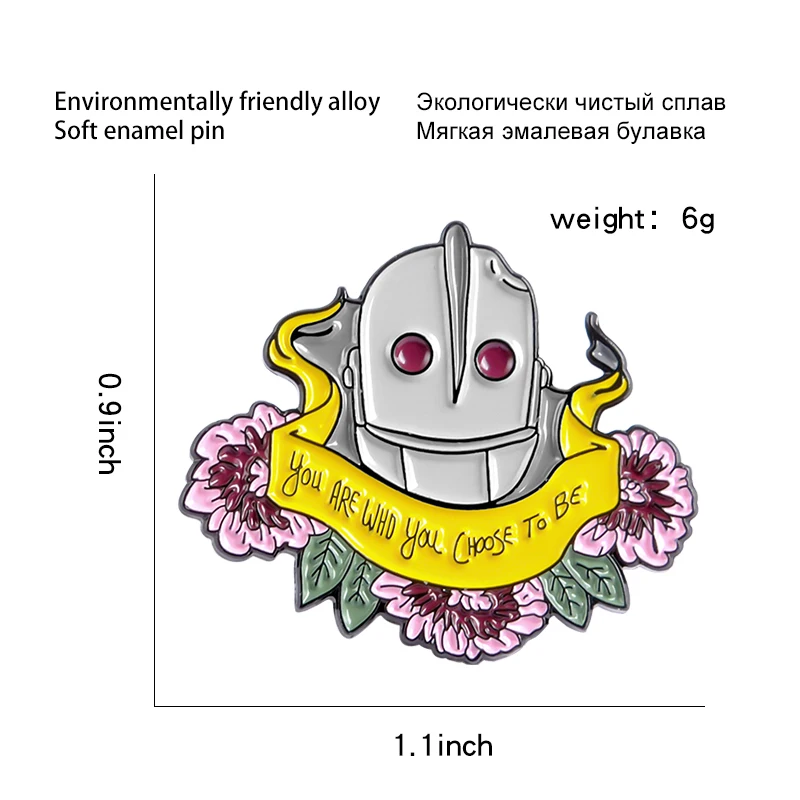 Железный Гигантский Pin робот искусство мультфильм икона Цитата фильм вдохновляющий мягкий эмалированный значок-булавка броши для женщин мужчин робот ювелирные изделия