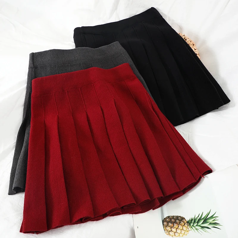 Новая модная женская одежда зимние плиссированные вязаные юбки для женщин M268