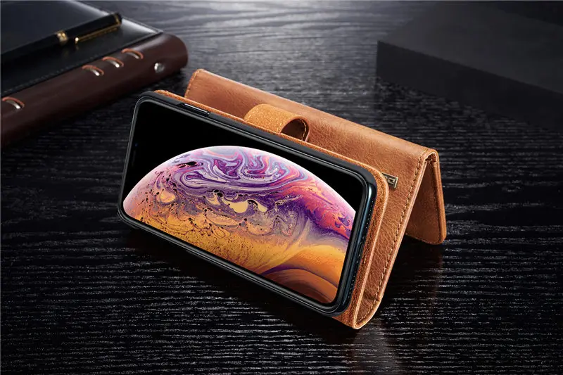 Винтажный чехол-бумажник из натуральной кожи для iPhone 11 Pro Max XR XS X 7 8 Plus, откидная крышка, съемная Магнитная задняя крышка для карт, Fundas