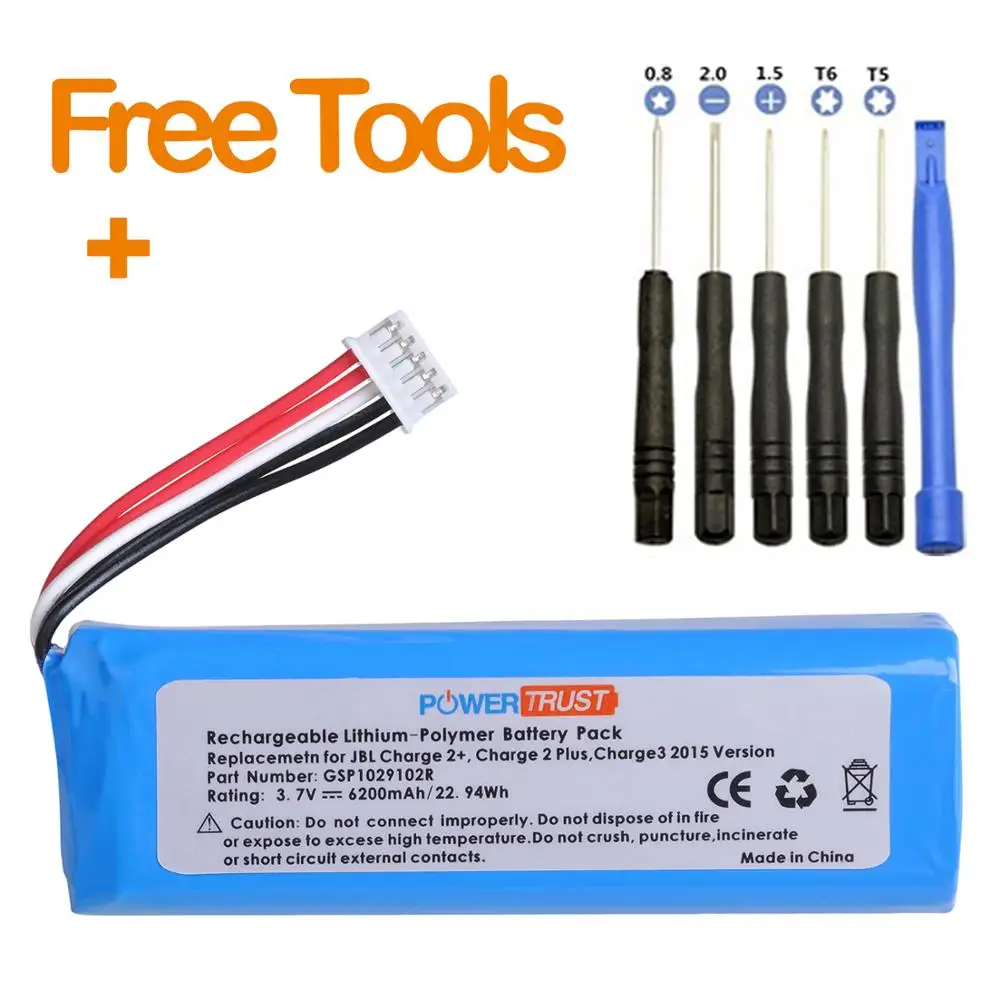 

1x GSP1029102R 6200mAh replacement Battery for JBL Charge 2 + /Charge 2 Plus /Charge 3 2015 version rechargeable speaker battery