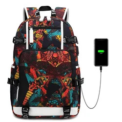 Oxford cloth backpack male high school student school bag large capacity printing water repellent computer bag travel backpack