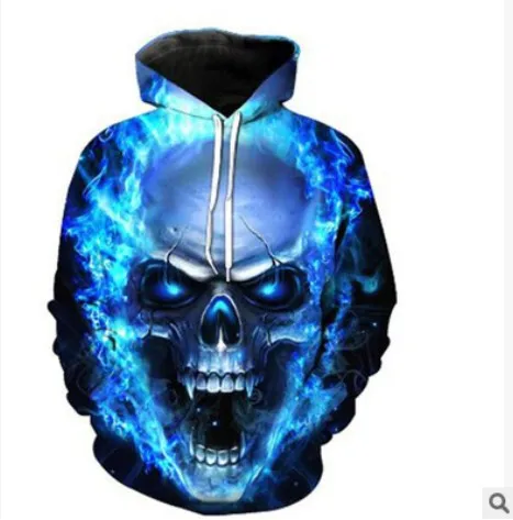 AliExpress,, толстовка большого размера с 3D принтом черепа