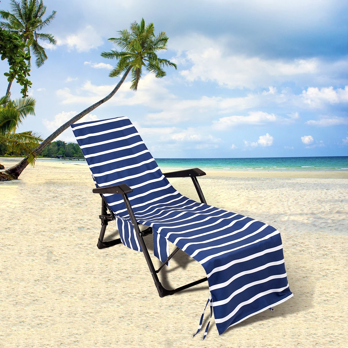 Portable Microfiber Beach Pool Sun Lounge Chair Cover Pocket Towel Bag w/ B1X1 