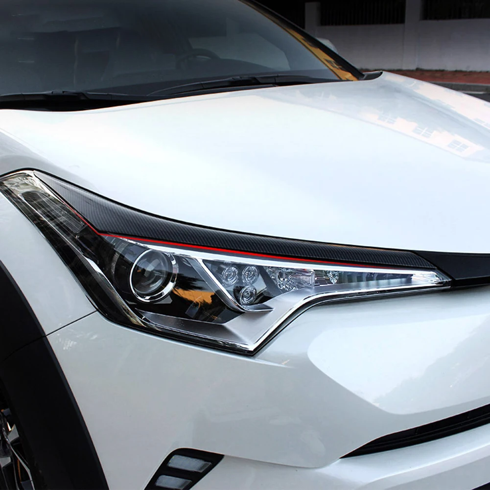 Для Toyota C-HR CHR 16~ 18 ABS углеродное волокно Стиль передняя фара накладка