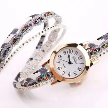 Foloy женские часы измельченные Модные Кварцевые Красочные Цветочные наручные часы браслет женские часы