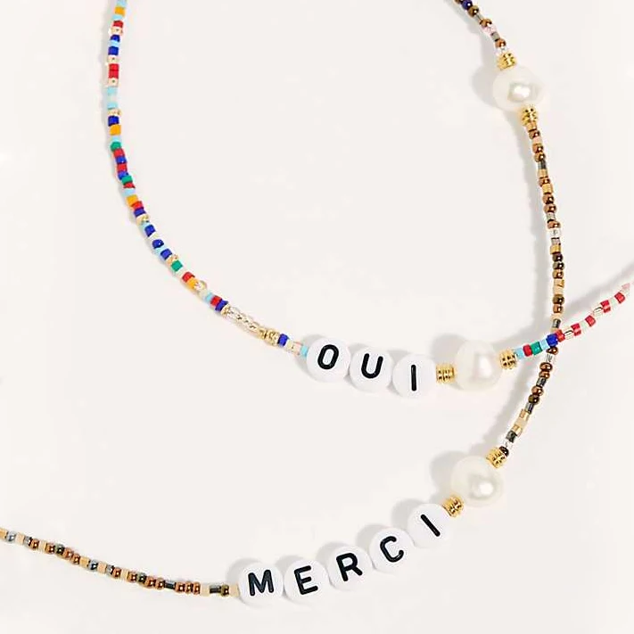 Vsco девушки oui уникальная цепочка с подвеской merci пресноводного жемчуга ожерелье бижутерия колье femme готические ювелирные изделия колье ожерелье