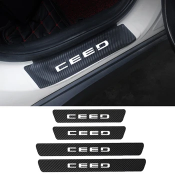 

4PCS Carbon Fiber Car Scuff Plate Door Threshold Sill Stickers For Kia Ceed ED JD CD 2008-2019 2020 Pedal Cover Trim Accessories