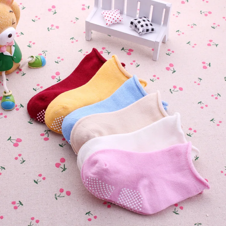 

Relent Boneless CHILDREN'S Socks Combed Cotton Spring And Autumn Plain Color Anti-slip Floor Socks Infant BABY'S Socks