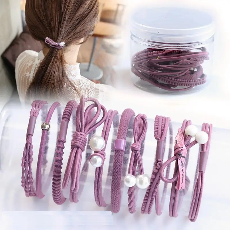 25PC Pure and Fresh Sweet starry sky Series Maiden Elastic Hair Bands Ribbon Flowers Pentagram Rabbit ears Hair Clips - Цвет: A18-10PC