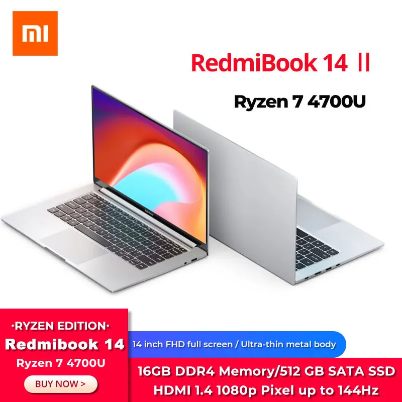 Ноутбук Xiaomi Redmibook 14 II Ryzen Edition AMD 7 4700U дюймов FHD экран 1920x1080 Windows 10 16 ГБ DDR4 512 SSD |