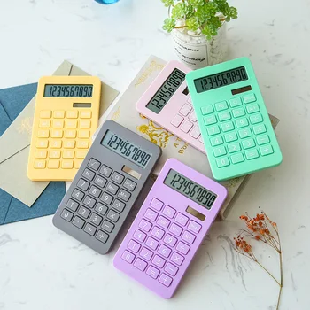 

1pc Mini Solar Calculator 10 Digits Multi-functional Color Calculadora Accounting Financial Office Calculation Office Supplies