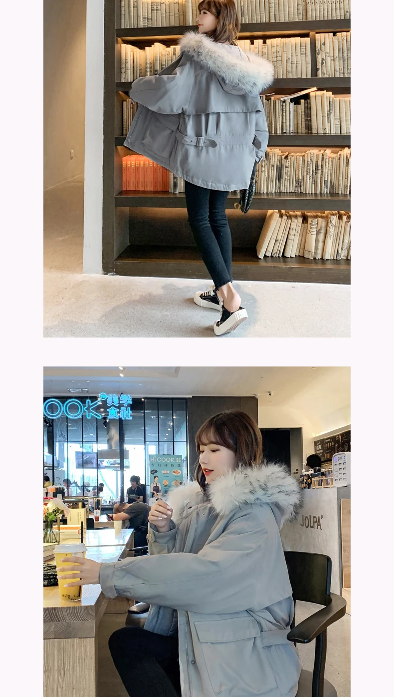 Women Cotton Padded Coat Autumn Winter Warm Thicken Fur Hooded Coats Parka Female Loose Solid Pocket Jacket Outwear